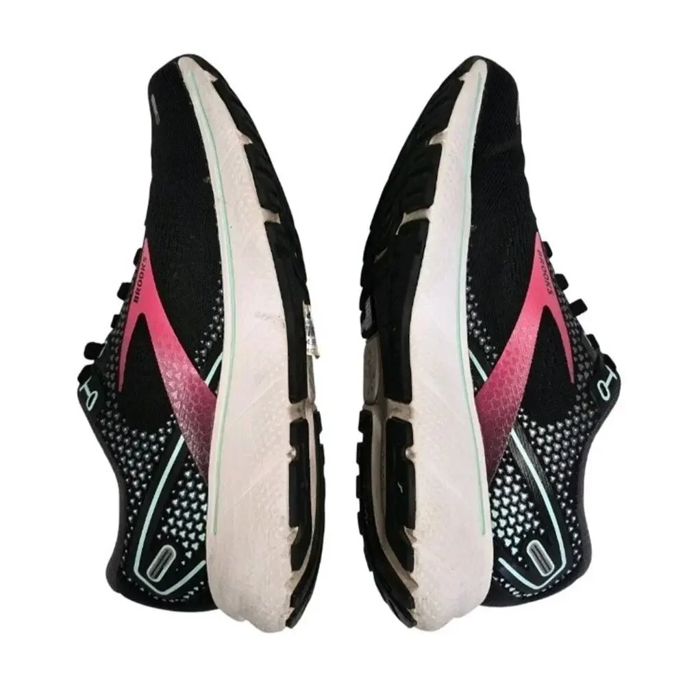 Brooks Ghost 14 Womens Size 8.5 B Medium Running Shoes Black Pink Yucca
